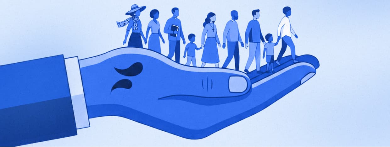 Community illustration - people working together